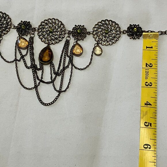 Victorian-styled Fashion Costume Necklace Goth Pinwheel Tear Drop Chain - Picture 6 of 10